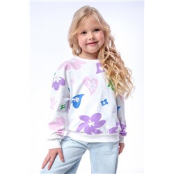 Свитшот для девочки Цветочки арт. СД-013-056 (Белый)