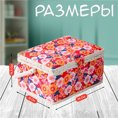 Шкатулка для рукоделия и шитья «Японский сад», хранение ниток, иголок, мелочи, 19×26×14.5 см