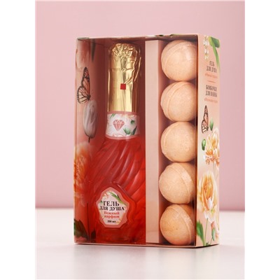 Подарочный набор «Самой прекрасной», гель для душа мондоро и бомбочки для ванны, Чистое Счастье