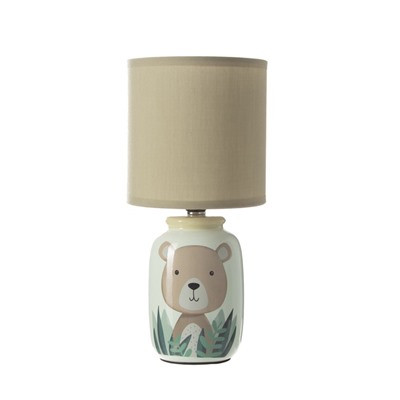Настольная лампа с абажуром RISALUX «Мишка» детская, Е14, 40 Вт, зелёный, 13×13×27 см