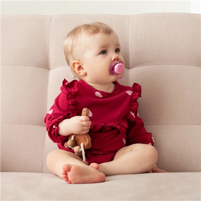 Боди детское с рюшами MINAKU, рост 62-68 см, красное