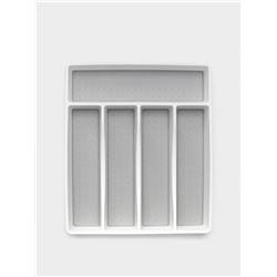 Лоток для столовых приборов Griten, с силиконовой вставкой, 5 отделений, 33.5×29.3×4.5 см, пластик, белый