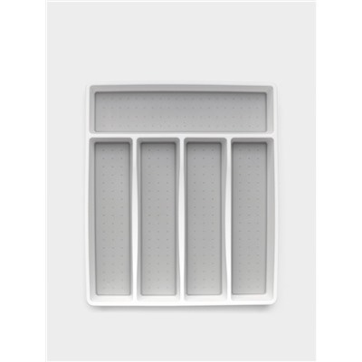 Лоток для столовых приборов Griten, с силиконовой вставкой, 5 отделений, 33.5×29.3×4.5 см, пластик, белый
