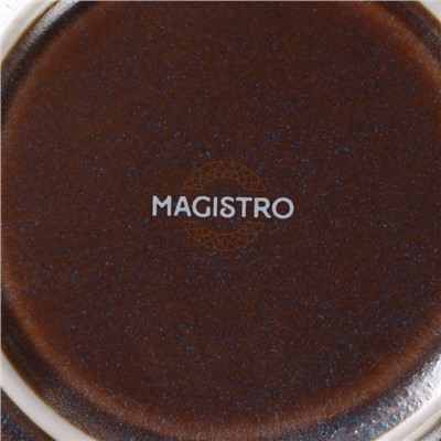 Тарелка Magistro Garland, d=22.5 см, фарфор, синяя, коричневая