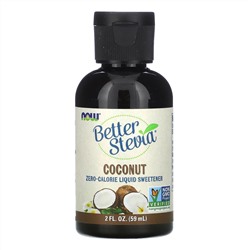 Now Foods, Better Stevia, бескалорийный жидкий подсластитель, кокос, 59 мл (2 жидк. унции)