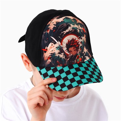 Кепка детская для мальчика «Аниме», чёрная, р-р 52-54, 5-7 лет