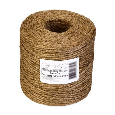 Шпагат джутовый для подвязки растений, 300 м, 1120 текс, 2 нити, джут, Greengo