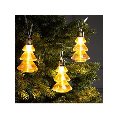 Набор ёлочных шаров «Ёлки-конусы», 3 шт., d=10×6 см, 3 LED, от батареек AG13×9, свечение тёплое белое