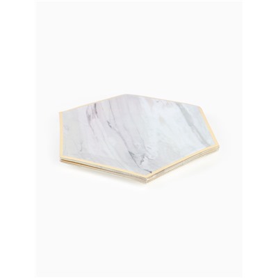 Посуда одноразовая бумажная на 20 персон, 40 предметов, мрамор белый