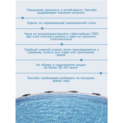 Бассейн каркасный Bestway Steel Pro MAX 56950, 427×107 см, фильтр-насос, лестница, тент, круглый
