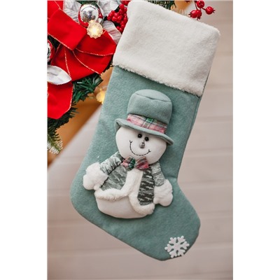 Новогодний носок для подарков зеленый НАТАЛИ, 1223664