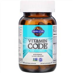 Garden of Life, Vitamin Code®, сырой витамин E, 60 растительных капсул