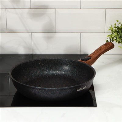 Сковорода KUKMARA Granit ultra blue, d=28 см, съёмная ручка, антипригарное покрытие, алюминий, чёрная
