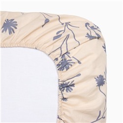 Простыня на резинке 1.5-спальная «Этель» Flowers (вид 1), 160×200+25 см, поплин