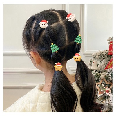 Детские Новогодние резинки для волос с фигурками, Набор 10 шт.