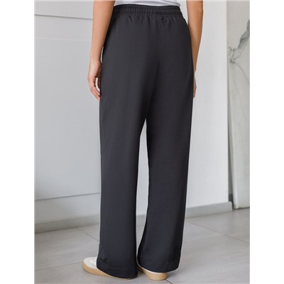 Прямые трикотажные брюки на резинке из футера двухнитки эластичные