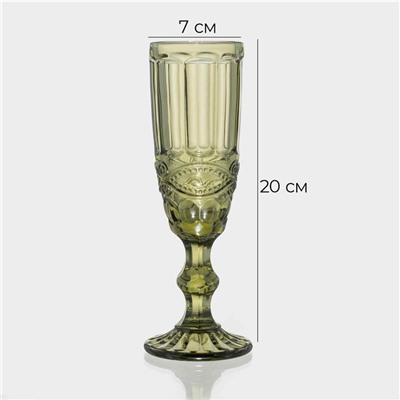 Бокалы для шампанского Magistro «Ла-Манш», 160 мл, 7×20 см, набор 6 шт., стекло, зелёные