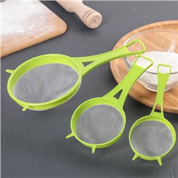 Сито Доляна, набор 3 шт., d=6.5/8/11.5 см, белый