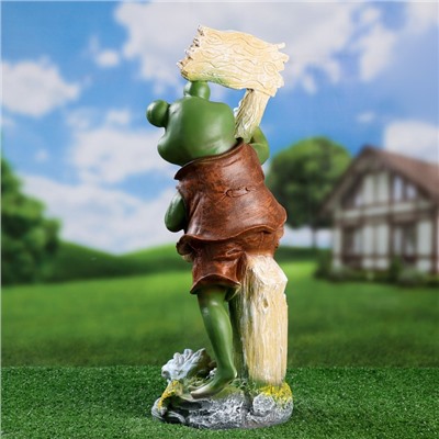 Садовая фигура из полистоуна «Лягушка с табличкой», 19×21×51 см