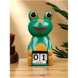 Календарь настольный «Лягушка», 10×6.5×21 см, дерево, зелёный