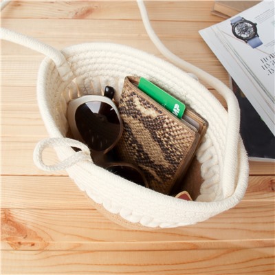 Сумка плетеная 21x15x9 / DW-11 /уп 25/50/коричнево-бежевая