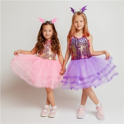 Карнавальный набор «Дракон»: платье, ободок, фиолетовый