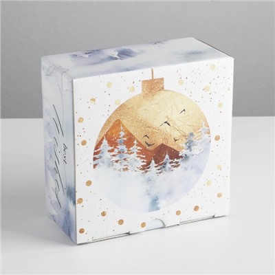 Коробка подарочная новогодняя складная Best wishes, 15×15×7 см, Новый год