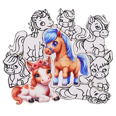 Копилка с пазлом "Лошадки" (цветная)