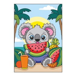 Картина по номерам для малышей на картоне 20х30 "Коала с арбузом"