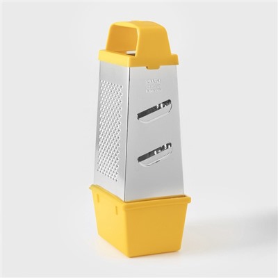 Тёрка с контейнером КВАРЦ «Универсал», 4 грани, 450 мл, 27×12 см, металл, МИКС