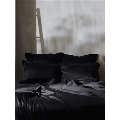 Простыня на резинке евро SL Home Tencel, 200×200+30 см, чёрная, тенсель