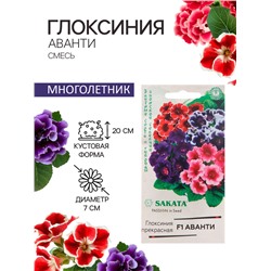 Семена комнатных цветов Глоксиния Аванти "Смесь", ц/п,  F1, 4 шт.