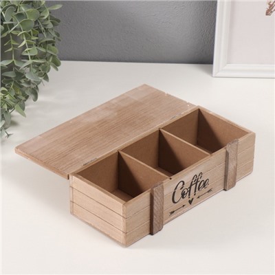 Шкатулка для чая с делениями «Кофемолка», дерево, 10.5×24×7.5 см