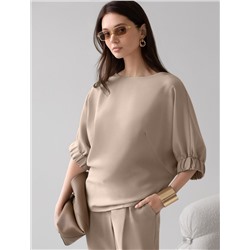 Свободная блузка с вырезом лодочка из плотного лиоцелла