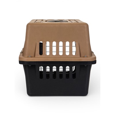 Переноска для животных, 49×31×31 см, с поддоном, пластик, чёрная, коричневая