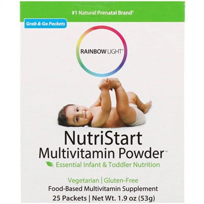 Rainbow Light, NutriStart, мультивитаминный порошок, 25 пакетов, 53 г (1,9 унции)
