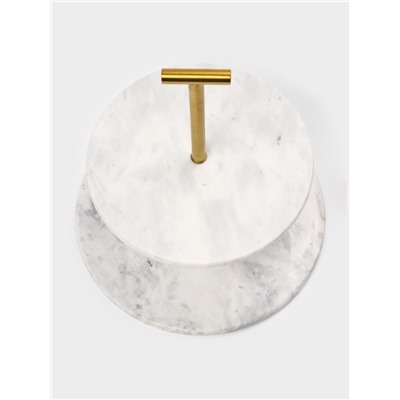 Этажёрка для фруктов и десертов Magistro Marble, 2 яруса, d=25/20×26.5 см, мрамор, белая