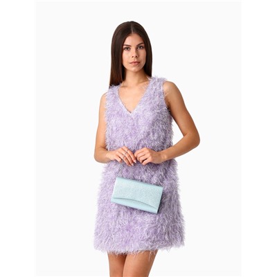 Сумка-клатч женская вечерняя на магните, на цепочке, мерцающая, голубая