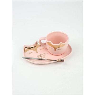 Чайная пара «Чудеса ждут тебя»: кружка 200 мл, блюдце 18×11 см, ложка