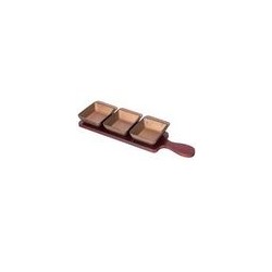 Набор соусников 3шт (10,5*8*2,5см) на дерев. подставке (34*9*1см) BRONCO BRONZE