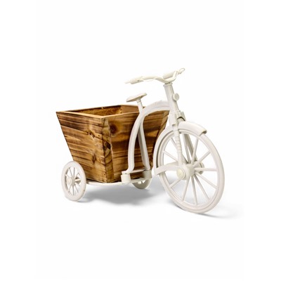 Декоративное кашпо для цветов «Велосипед Home & Garden», 26×12×18 см, дерево, пластик, белое