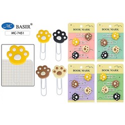 Набор закладки-скрепки 4 шт "ЛАПКИ" МС-7451 Basir