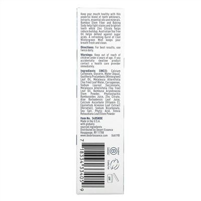 Desert Essence, Tea Tree Oil Whitening Plus Toothpaste, Cool Mint, 1 oz (28.35 g)