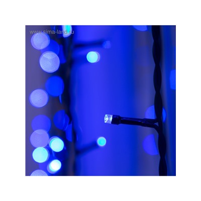 Гирлянда «Занавес» 2×6 м, IP44, УМС, тёмная нить, 1440 LED, свечение синее, 220 В