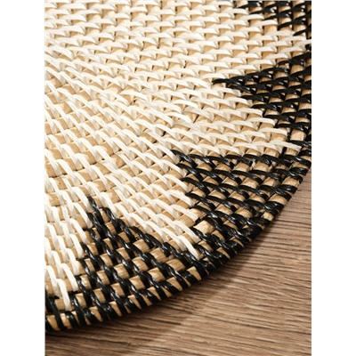 Коврик сервировочный плетёный овальный, 40×30×0.5 см, ротанг, чёрно-белый