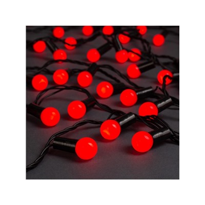 Гирлянда «Нить» 20 м с насадками «Шарики 1.5 см», IP44, тёмная нить, 200 LED, свечение красное, 8 режимов, 220 В
