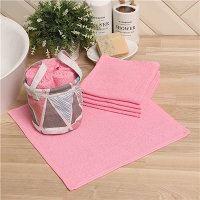 Салфетки махровые декоративные «Этель. Эстетика», 5 шт., 30×30 см, хлопок 100%, розовые