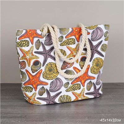 Сумка пляжная на молнии 45х32х14 см Морская звезда / BB11 /уп 1/