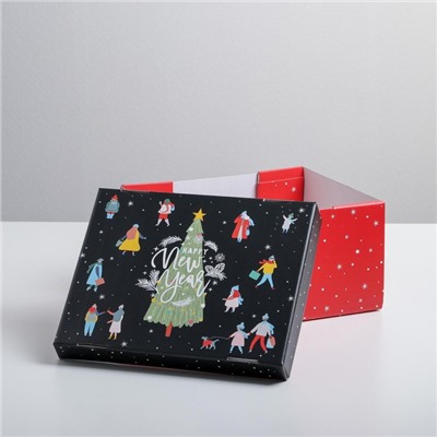 Коробка подарочная новогодняя складная Happy new year, 31×25.5×16 см, Новый год