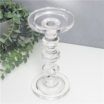 Стеклянный подсвечник на 1 свечу «Кёльн», d=2.5 см, 7.5 см, прозрачный, 11×11×23 см